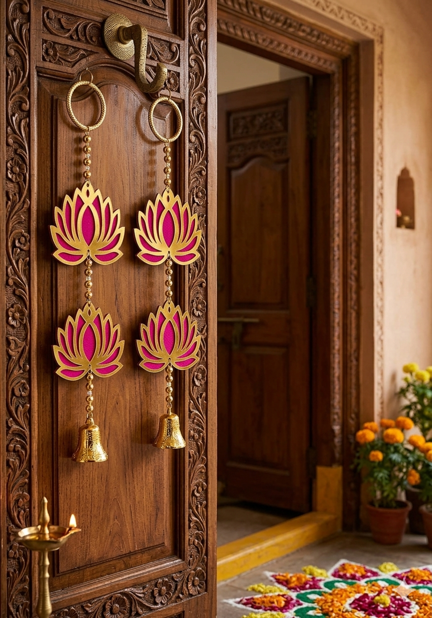 Nutts Lotus Wall Hanging Enhances Spiritual Home Decor Ideal For Pooja Room Living Room Temple Decoration Adds Calm Positive Energy With Elegant Design And Premium Finish