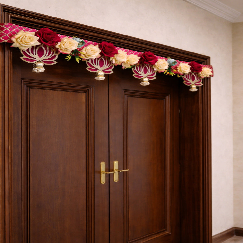 Nutts Decorative MDF Lotus Flower Bandhanwar For Festive Occasional Decor