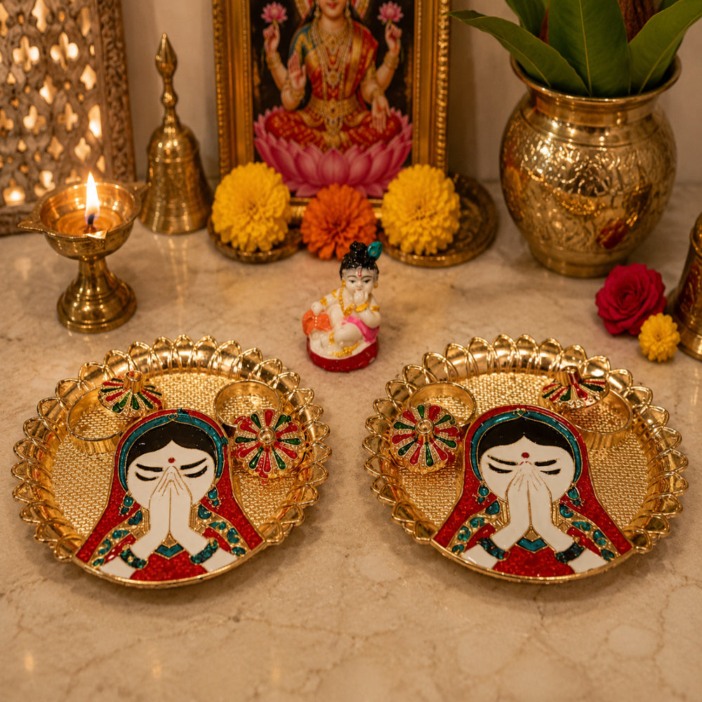 Nutts Decorative Pooja Traditional Religious Festival Worship Elegant Mandir Puja Essentials Diwali Navratri Wedding Home Decor Sacred (PoojaP36-1)