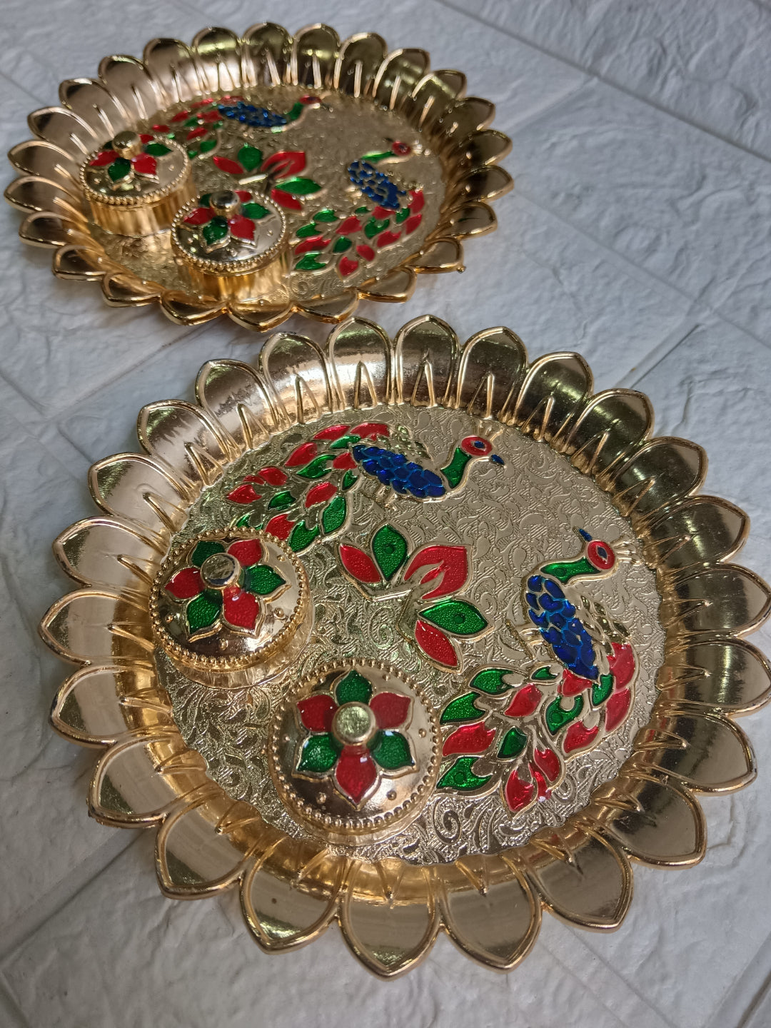 Nutts Decorative Pooja Traditional Religious Festival Worship Elegant Mandir Puja Essentials Diwali Navratri Wedding Home Decor Sacred (PoojaP33-2)