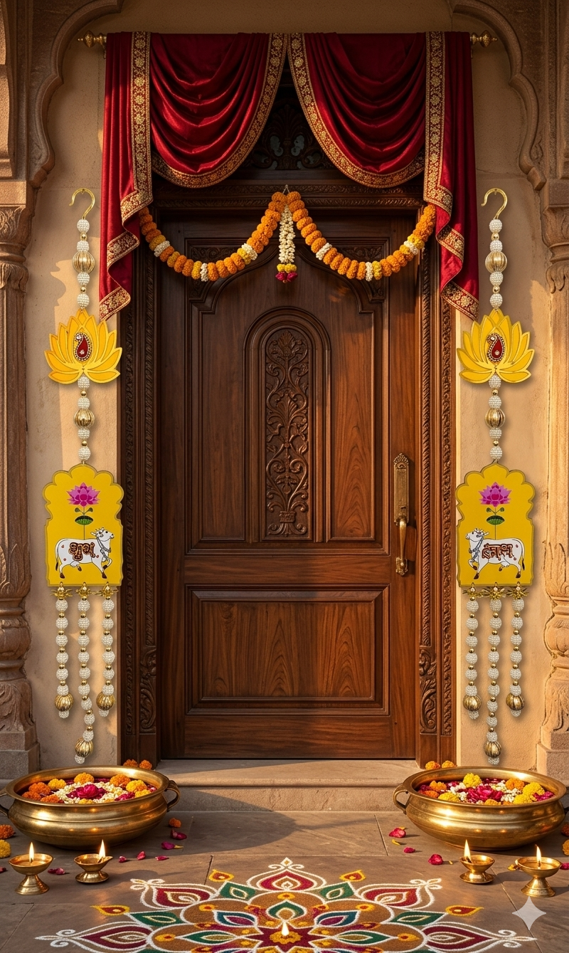 Nutts Lotus Hanging Beautiful Wall Decor For Pooja Room And Mandir Perfect For Home Decoration Creates Peaceful Ambiance With Artistic Lotus Design And Stylish Finish