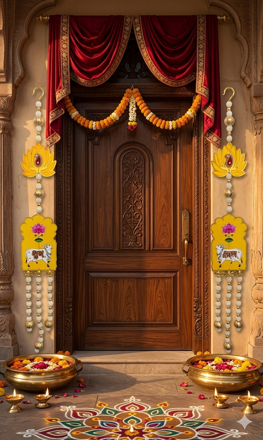 Nutts Lotus Hanging Beautiful Wall Decor For Pooja Room And Mandir Perfect For Home Decoration Creates Peaceful Ambiance With Artistic Lotus Design And Stylish Finish