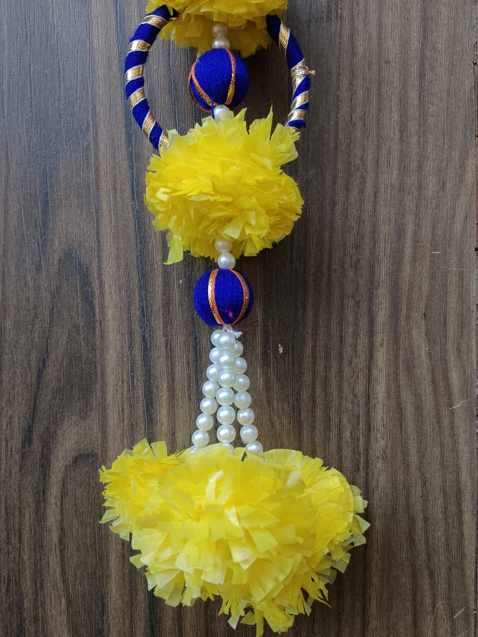 Nutts Handmade Decorative Artificial Genda Moti Chudi Toran | Traditional Beads Hanging for Home and Office Decoration (PMPMT132)