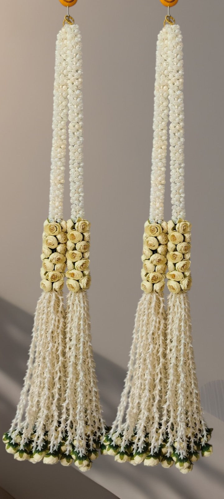 NUTTS Decorative Mogra with Peony Guchha Hanging | Home Decor & Gifting | Handmade Toran Door Hanging | Hanging for Main Door (Design 10) (Pack of 4)(MOGRAH15-1)