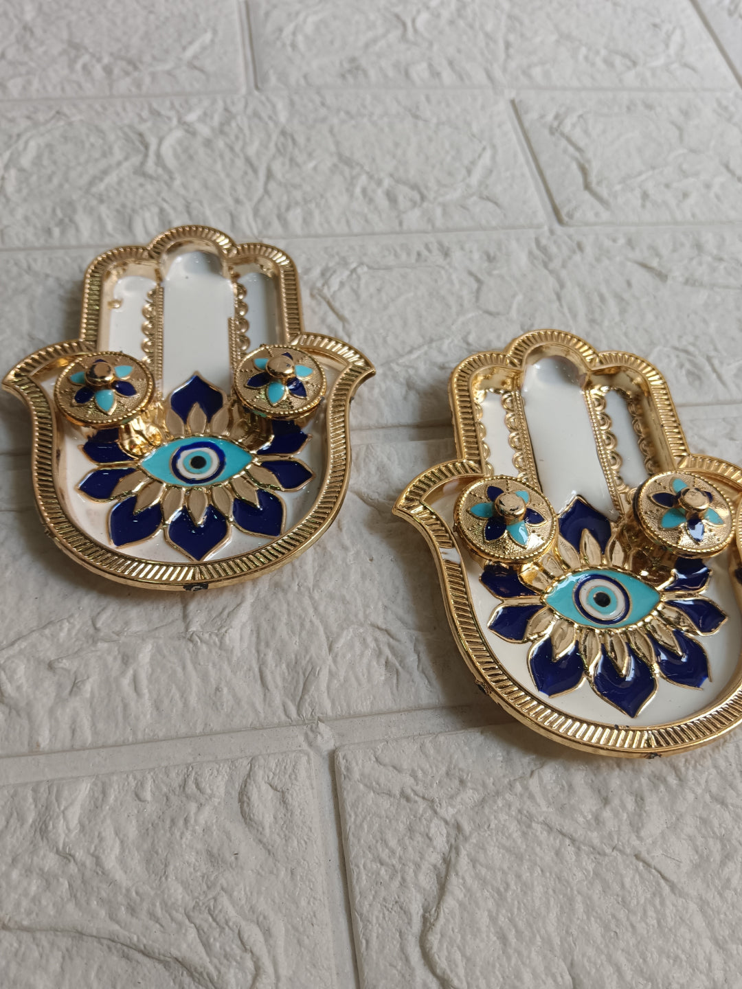 Nutts Decorative Ganesh Ji Pooja Thali hand Shaped EvilEye Traditional Festival Puja Plate for Diwali Navratri Housewarming Temple Rituals Home Decoration (PoojaP28-2)