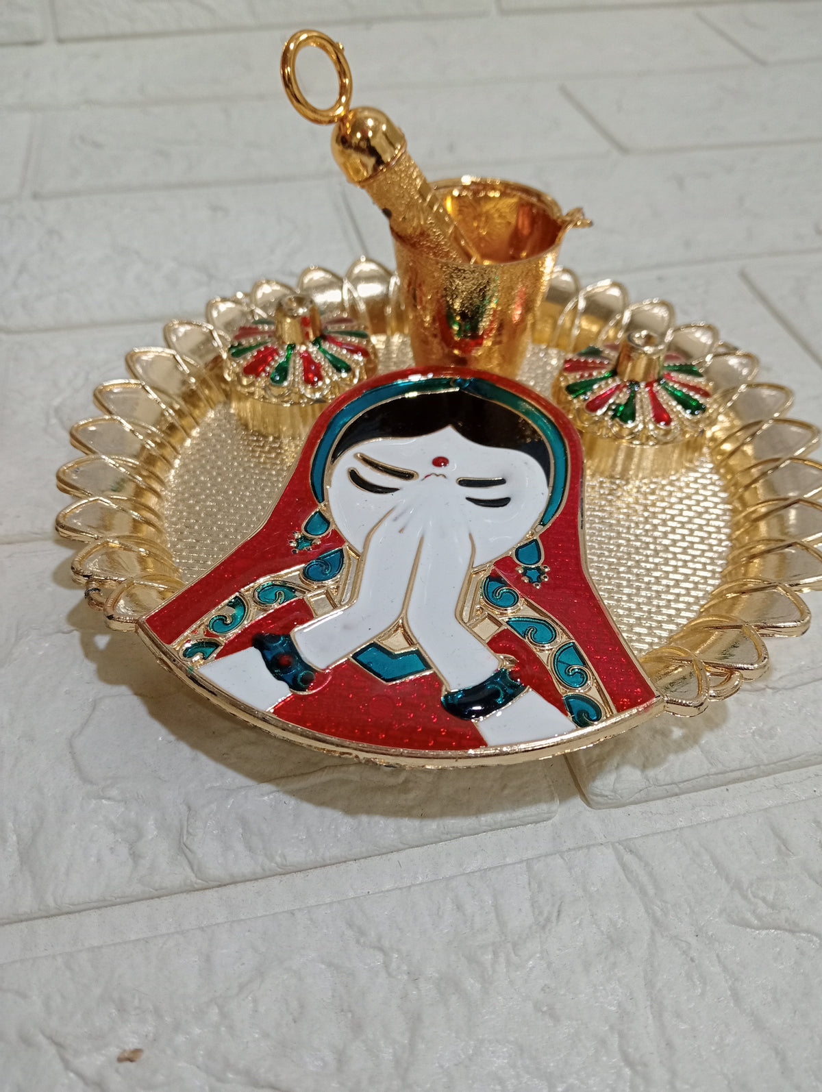 Nutts Decorative Pooja Traditional Religious Festival Worship Elegant Mandir Puja Essentials Diwali Navratri Wedding Home Decor Sacred (PoojaP36-2)