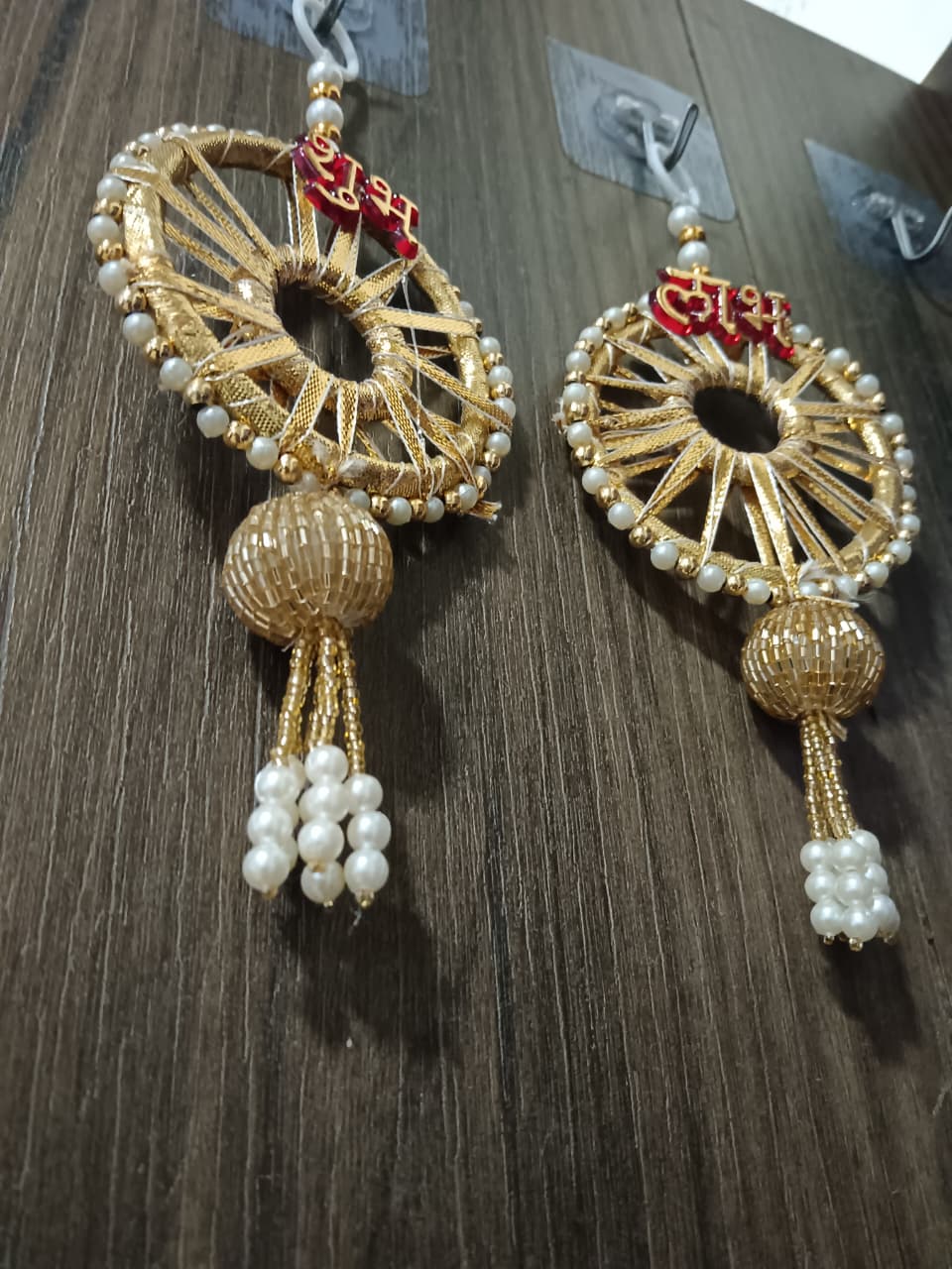 NUTTS Traditional Indian Decorative Wall Hanging | Festive Door Garland with Pearls & Lotus for Diwali, Navratri & Home Decor (Pack of 2) (SMALL75)