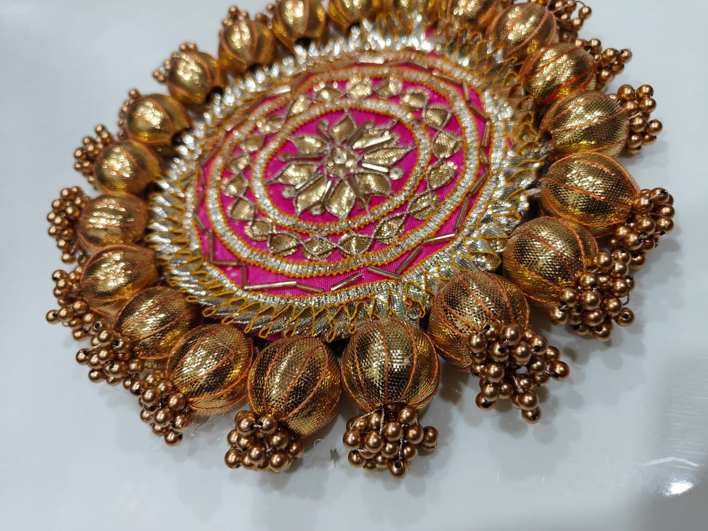 Nutts Decorative Traditional Pooja Thali Elegant Festival Prayer Plate for Home Temple Daily Worship Religious Rituals Festive Decoration (PoojaP03-3)