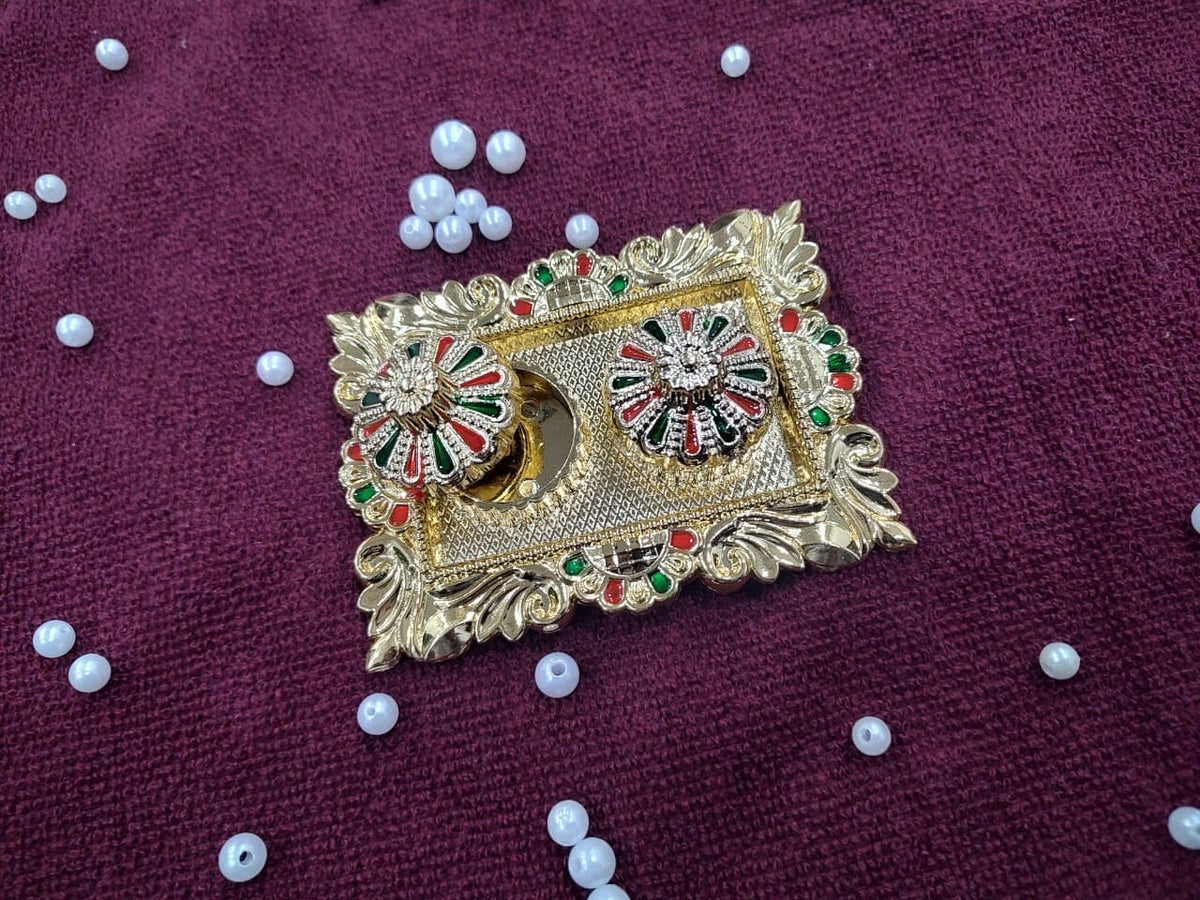 Nutts Handmade Decorative Hindu Pooja Plate Traditional Prayer Thali for Diwali Navratri and Home Decor With Small Lord Set for Home & Office Decoration & Gifting (Krishna Ji Rectangle) (PoojaP39-2)