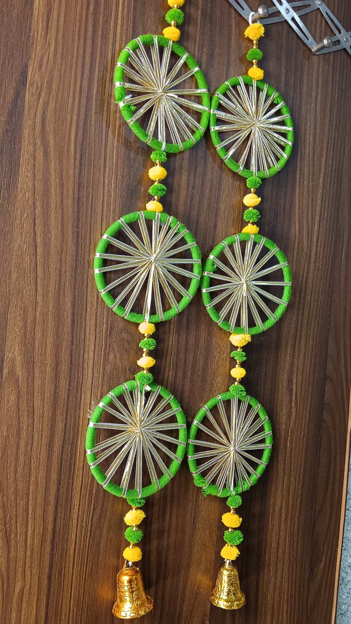 Nutts Handmade Multicolour Pom-Pom Toran | Traditional Moti and Jaal Chudi Toran for Home Decor | Decorative Pom-Pom Hanging for Home Entrance (PMPMT26)