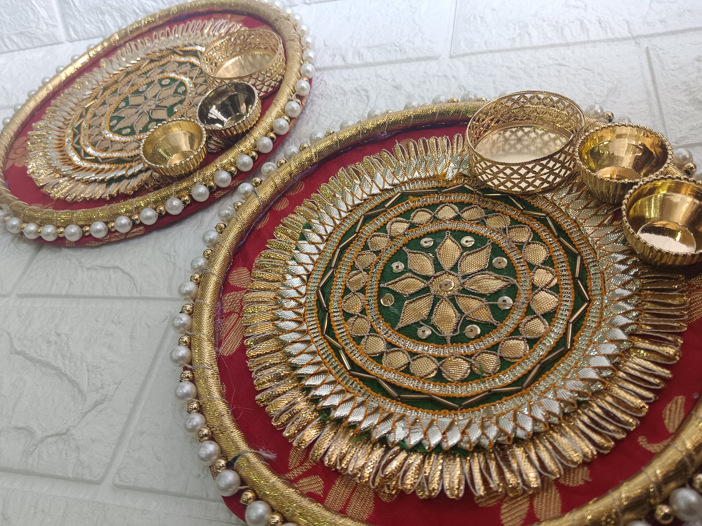 Nutts Decorative Traditional Pooja Thali Elegant Festival Prayer Plate for Home Temple Daily Worship Religious Rituals Festive Decoration (PoojaP01)