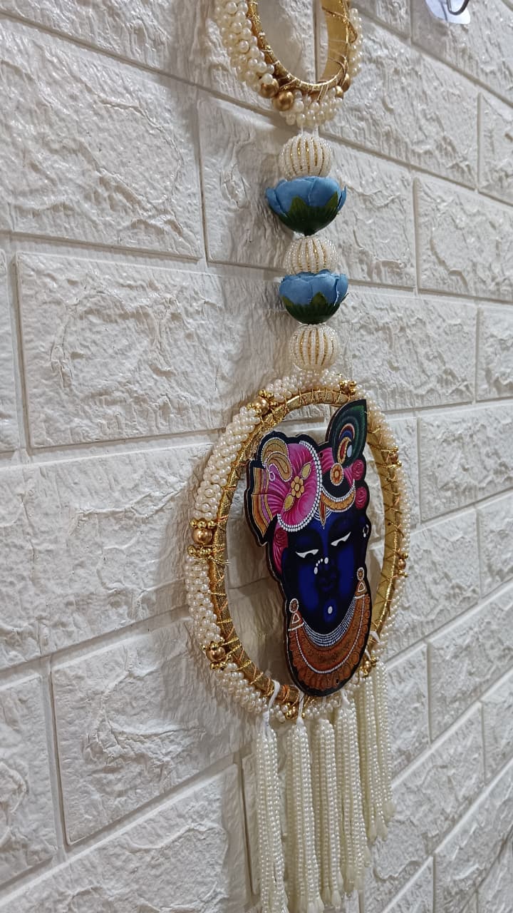 Nutts Traditional Decorative Shrinath Ji Chudi Latkan Wall Hanging | Wall Hanging for Main Door | Garland Perfect for Home Decor | Enhance Your Space with Graceful Touches Pack of 2 (SMALL165)