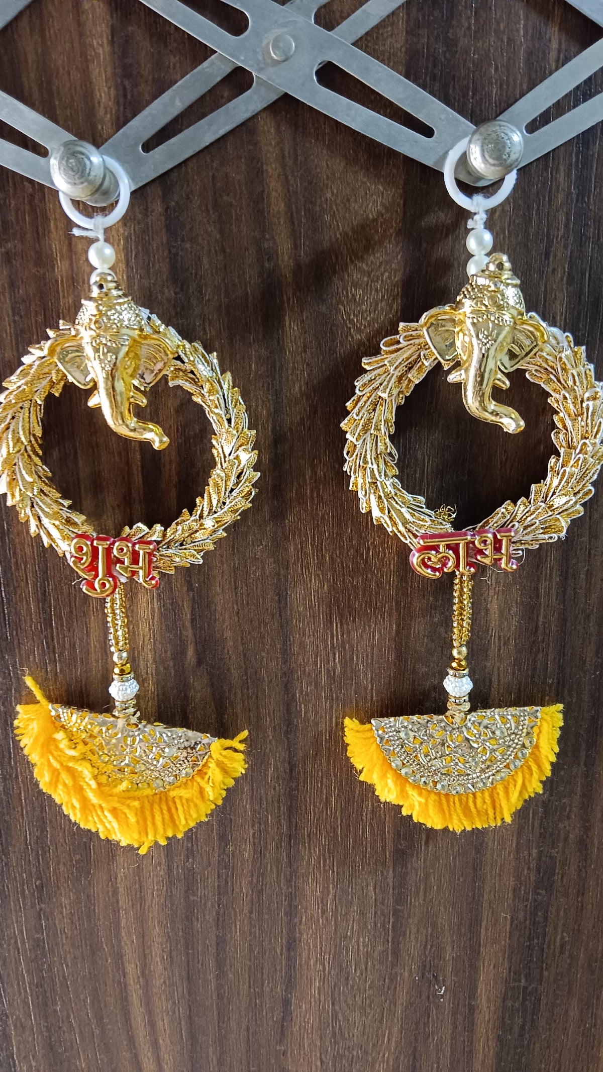 Subh Labh Woolen Latkan Small Hanging, for Diwali Decoration, Home Decoration and All Festival Decor (Pack of 2)