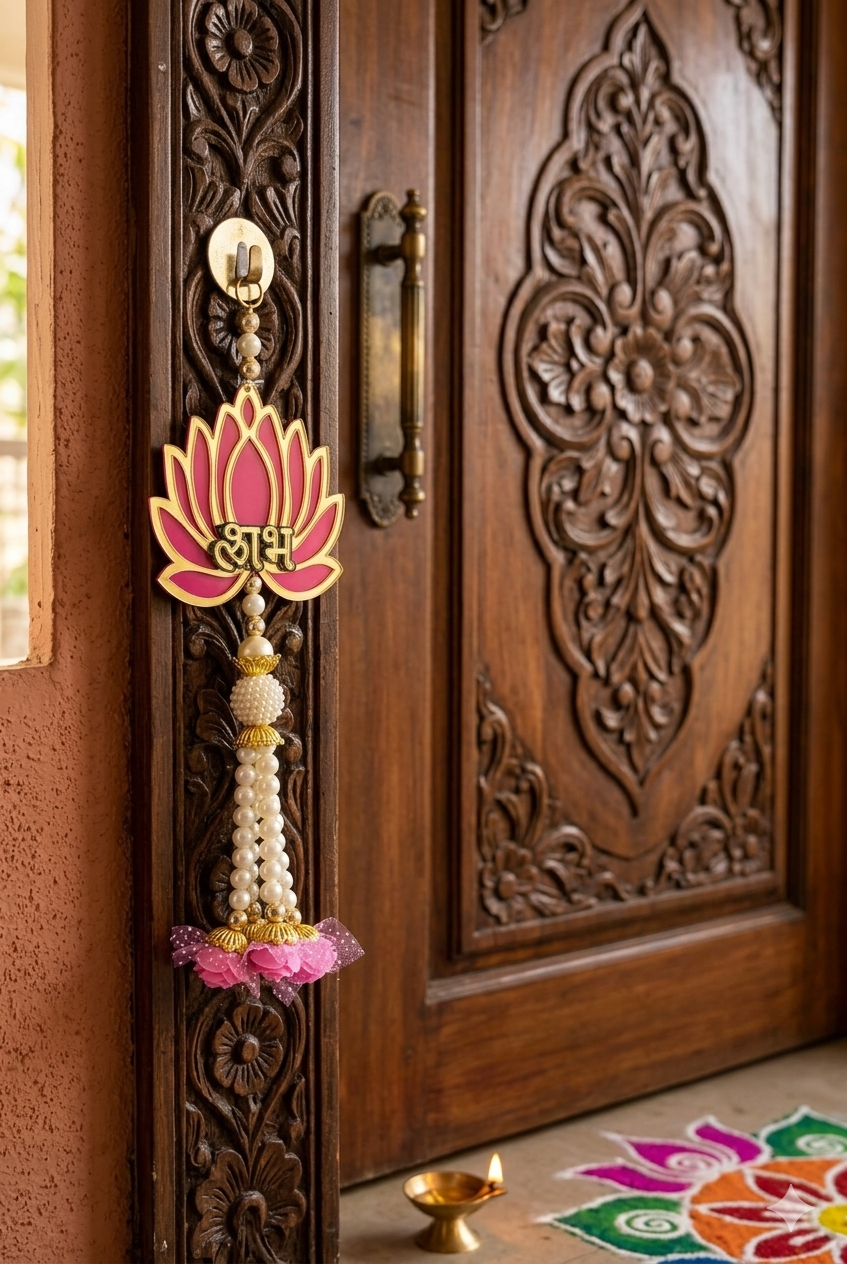 Nutts Lotus Hanging Ornament Stylish Decor For Home Wall Enhances Living Room And Bedroom Interiors
