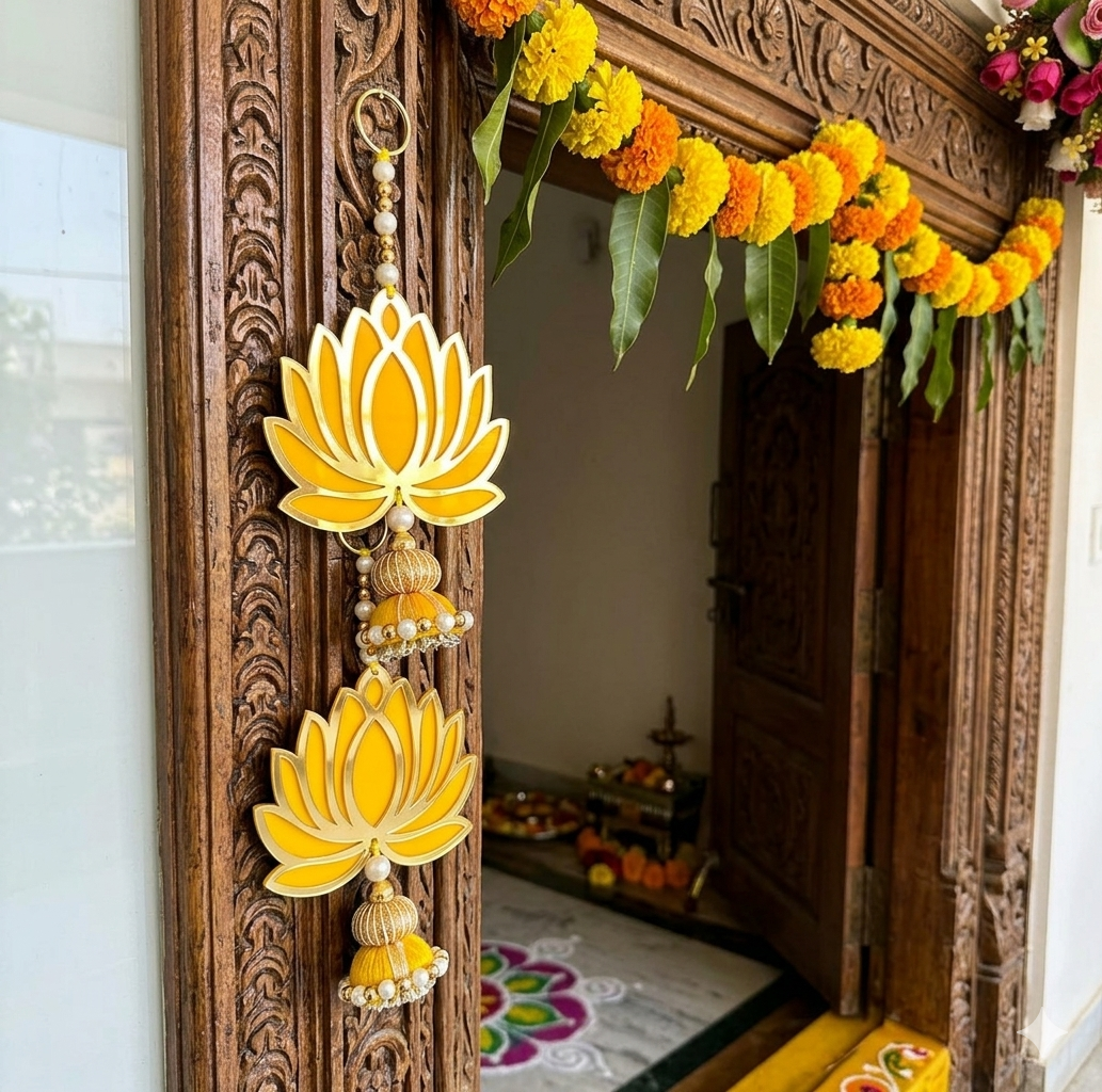 Nutts Lotus Wall Hanging Ideal For Sacred Space Decoration Adds Divine And Elegant Touch Perfect For Pooja Room Temple And Spiritual Home Decor