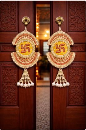 Nutts Decorative Satiya Patra Latkan Wall Hanging | Home Decor & Gifting | Handmade Toran Door Hanging | Hanging for Main Door (Pack of 2)