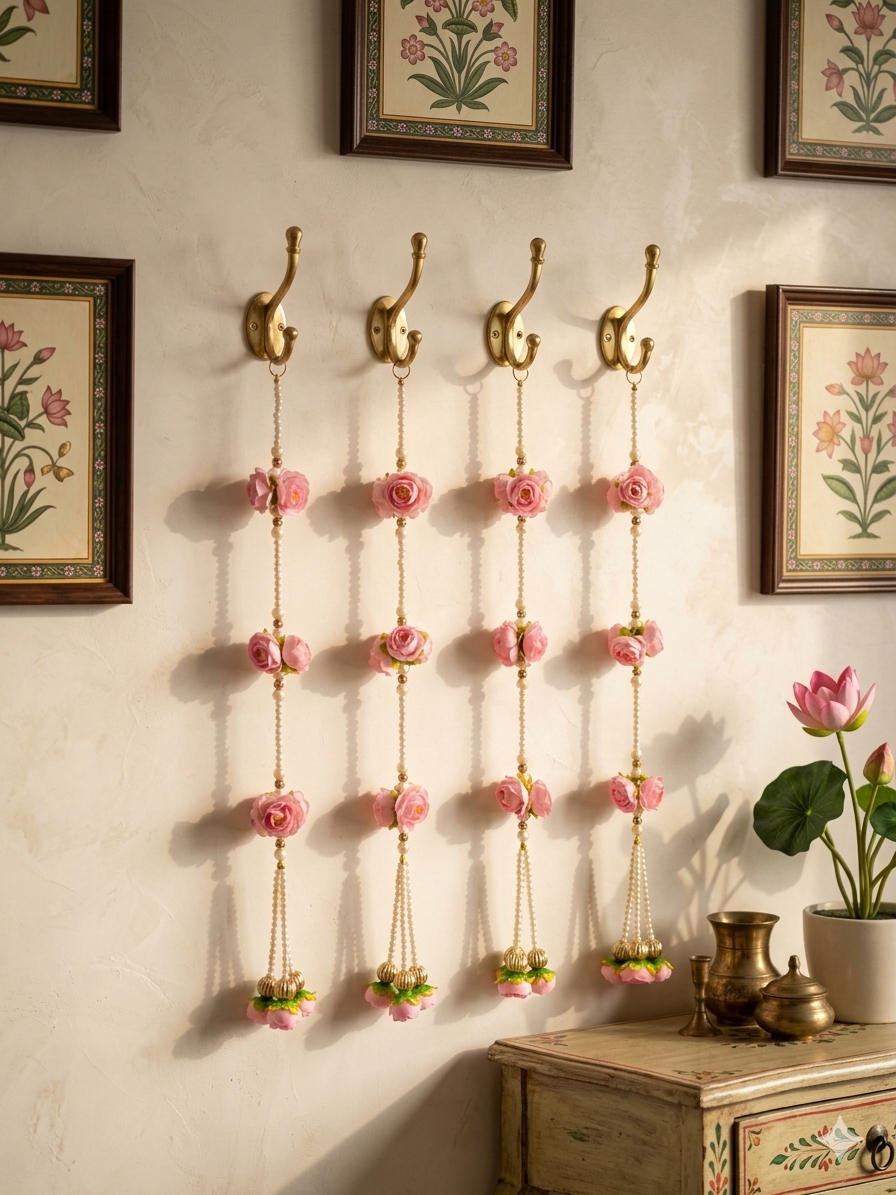 Nutts Handmade Decorative Paper Gajra Hanging | Flower Hanging for Home and Office Decor | Mogra Toran for Decoration (FlowerH35)