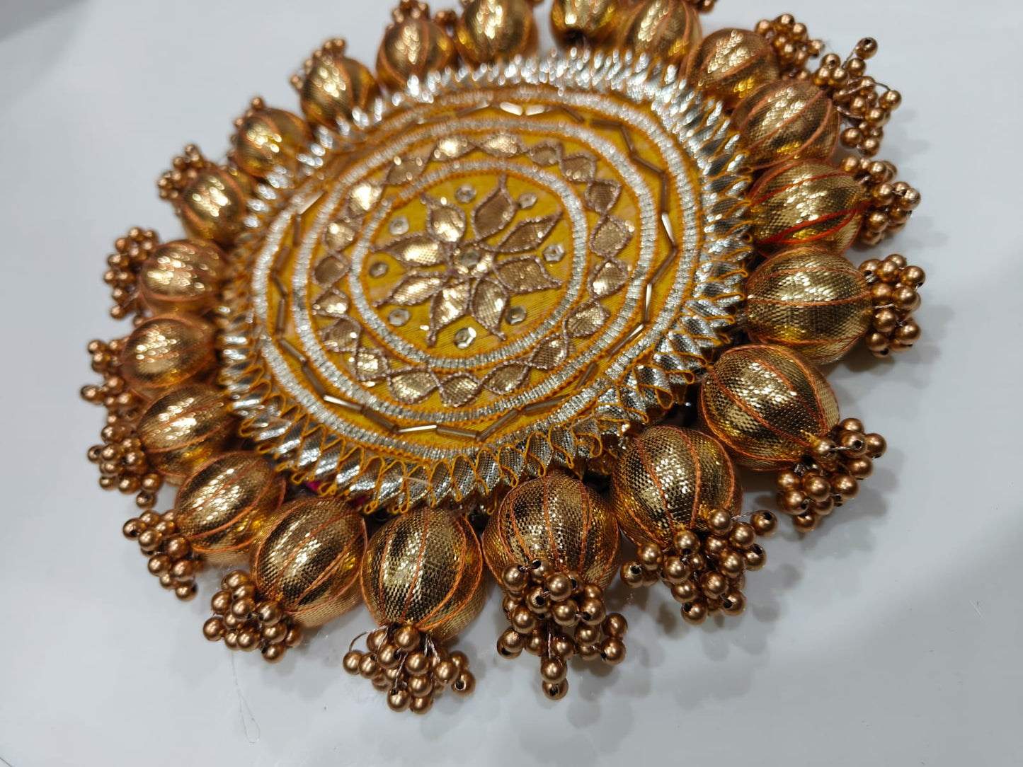 Nutts Decorative Traditional Pooja Thali Elegant Festival Prayer Plate for Home Temple Daily Worship Religious Rituals Festive Decoration (PoojaP03-4)