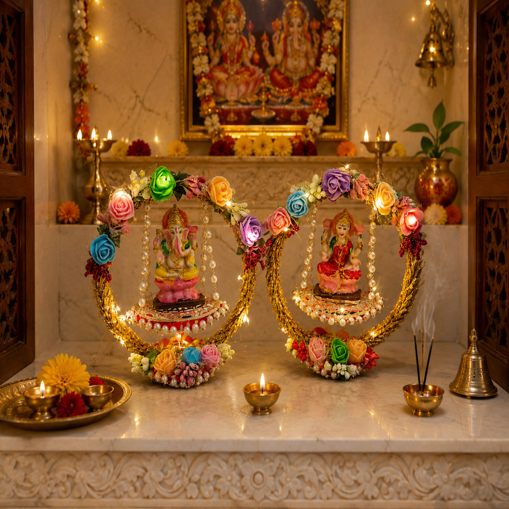 Nutts Royal Wooden God Singhasan Decorative Pooja Mandir Throne Sacred Idol Seat Traditional Temple Home Festival Worship Display Elegant Design (Singhasan50)