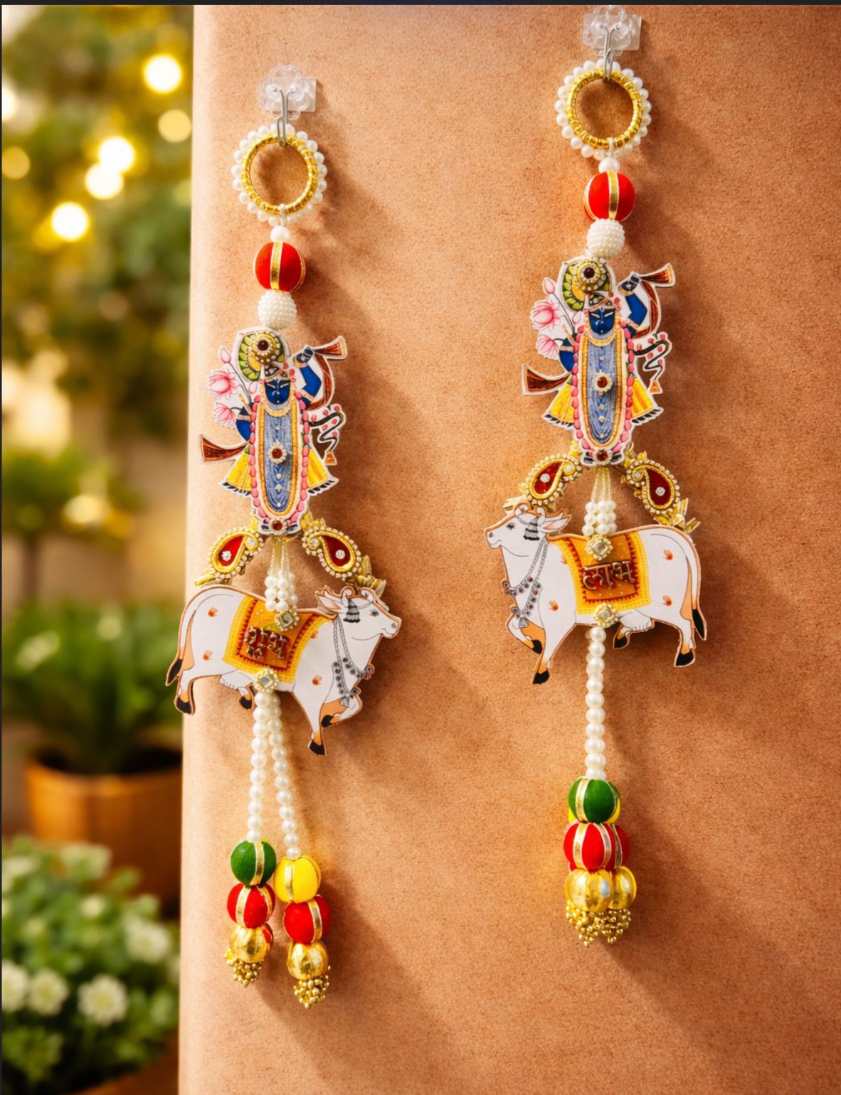 Nutts Handmade Decorative Small Hanging | Handcrafted Traditional Hanging for Decoration | Shubh-Labh Toran for Home and Office Decor Pack of 2 (SMALL191)