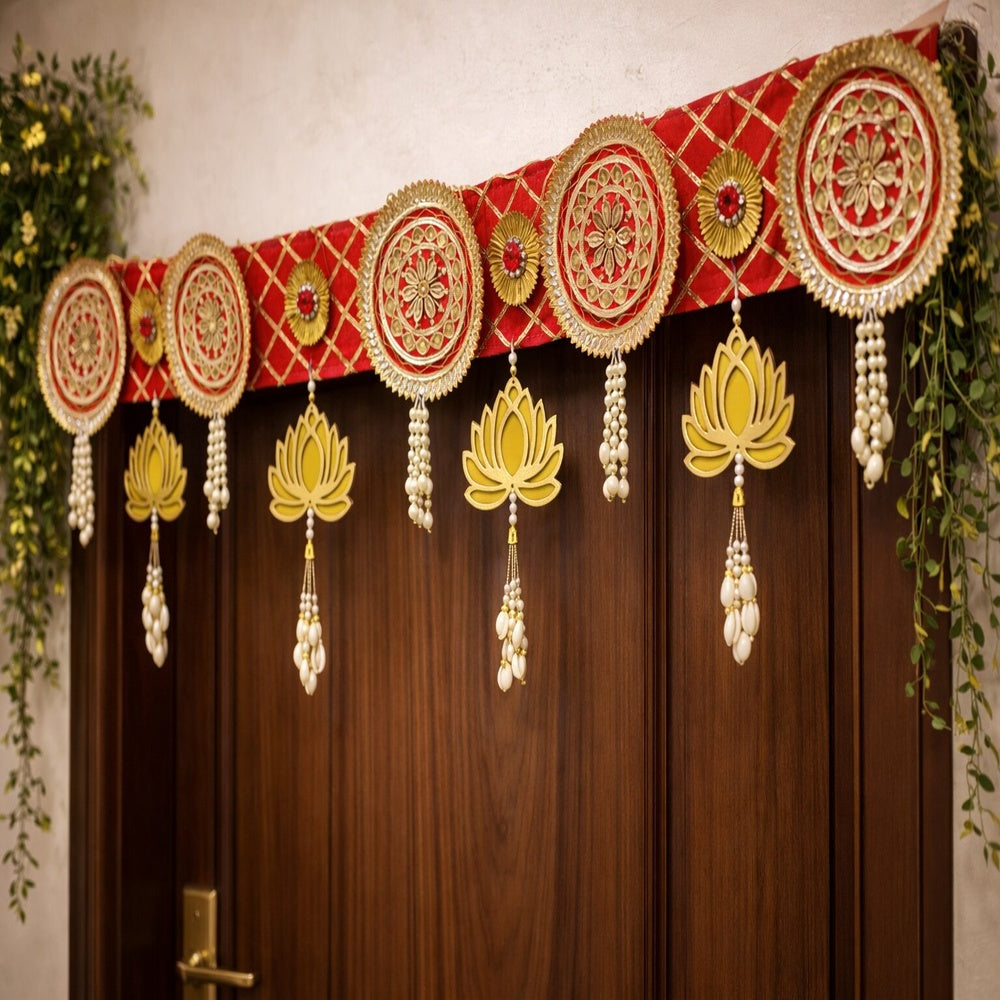 Nutts Decorative Patra MDF Lotus Bandhanwar For Decoration