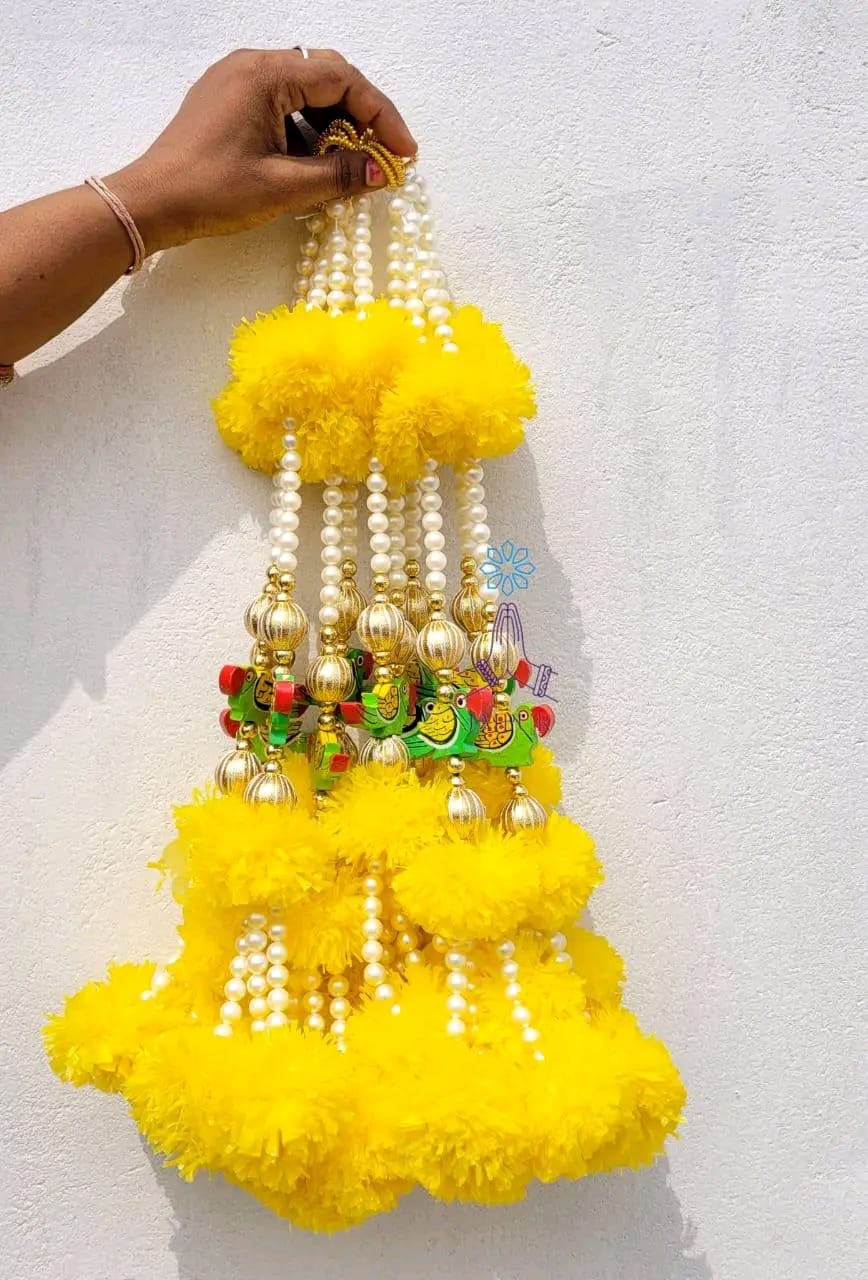 Nutts Decorative Artificial Floral Toran with Latkan | Traditional Indian Door Hanging for Home, Festival, Pooja & Diwali (Pack of 4) (SMALL175)