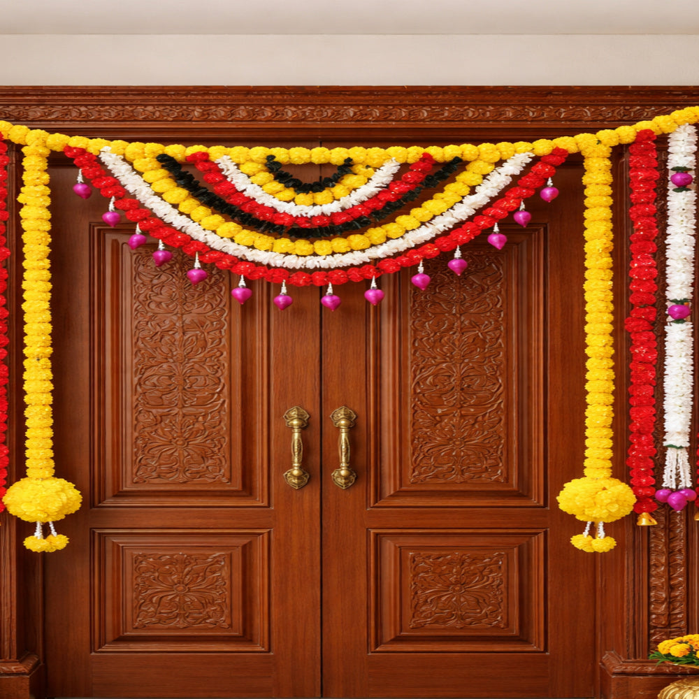 Nutts Handmade Decorative Marigold Paper Gajra Lotus Buds Bandhanwar For Events Decor Main Door Decoration