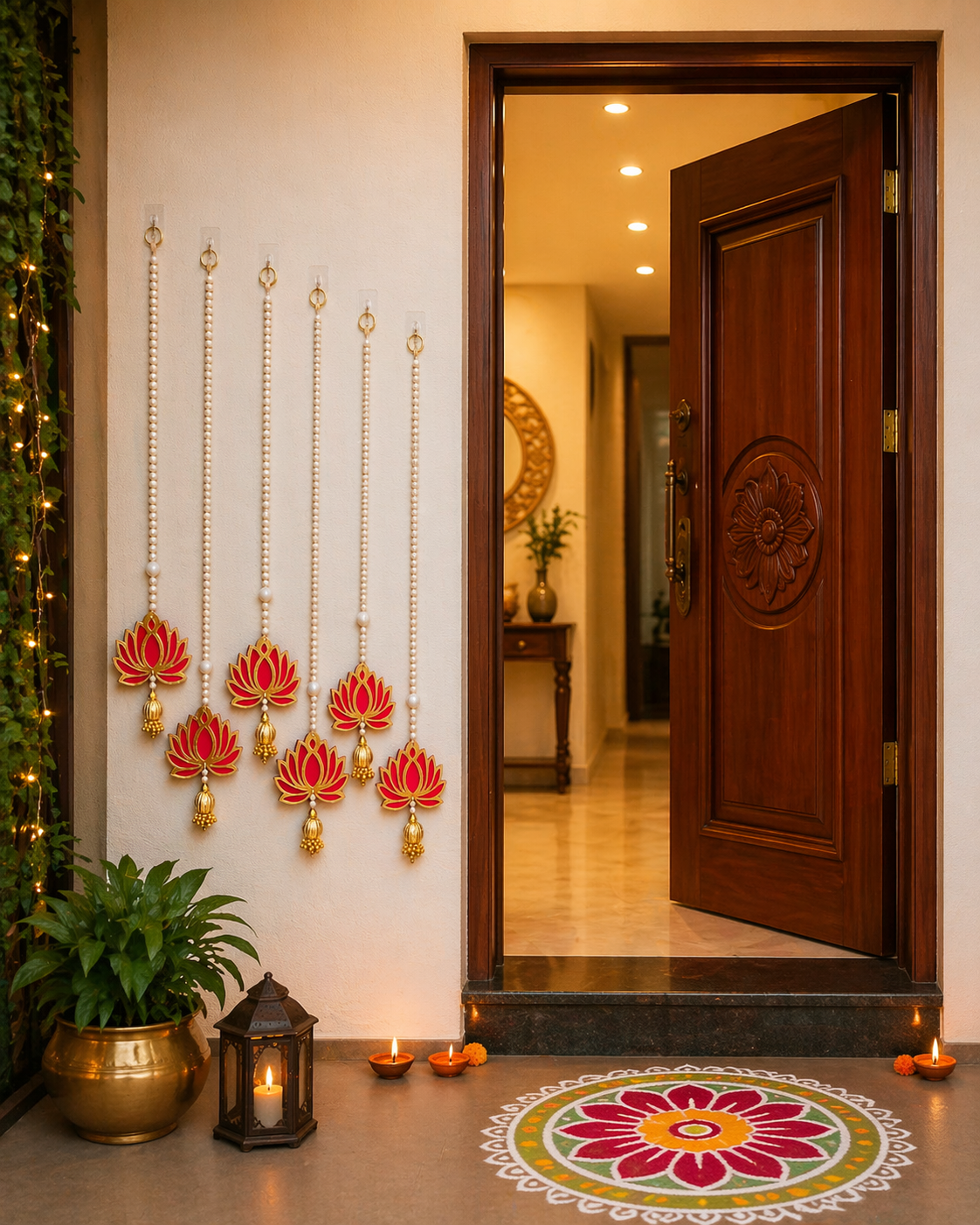 Nutts Lotus Wall Hanging Perfect For Traditional Home Decor Adds Cultural And Spiritual Touch Ideal For Pooja Room Living Room And Festive Decoration