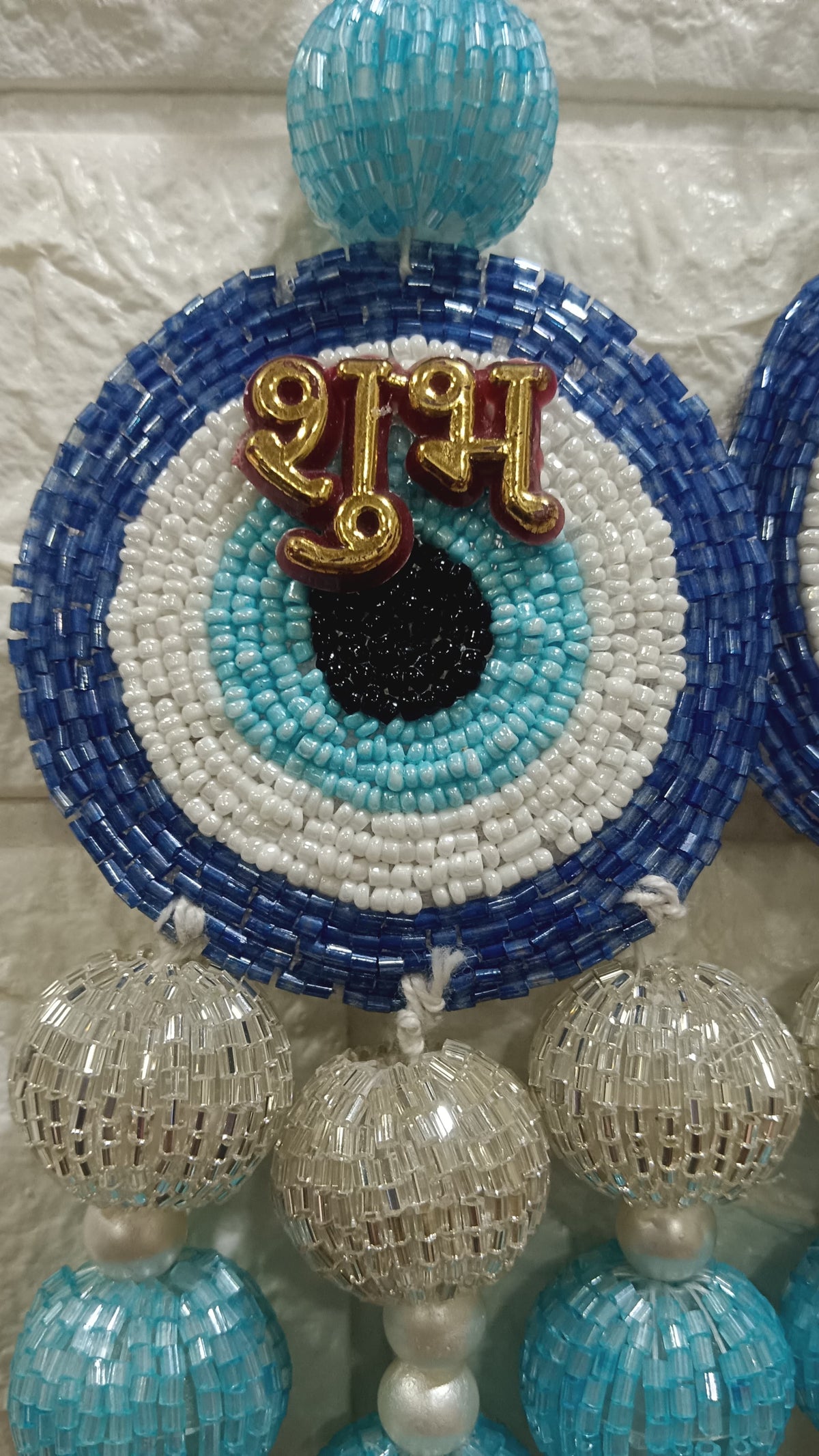Nutts Evil Eye Shubh Labh Beaded Door Hanging Decorative Toran for Main Entrance Pooja Room Home Office Festival Decor (Pack of 2)