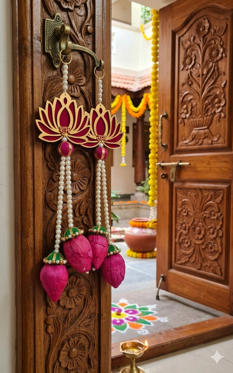 Nutts Lotus Hanging Decorative Piece For Aesthetic Homes Enhances Wall Decor With Modern And Spiritual Design Perfect For Interiors