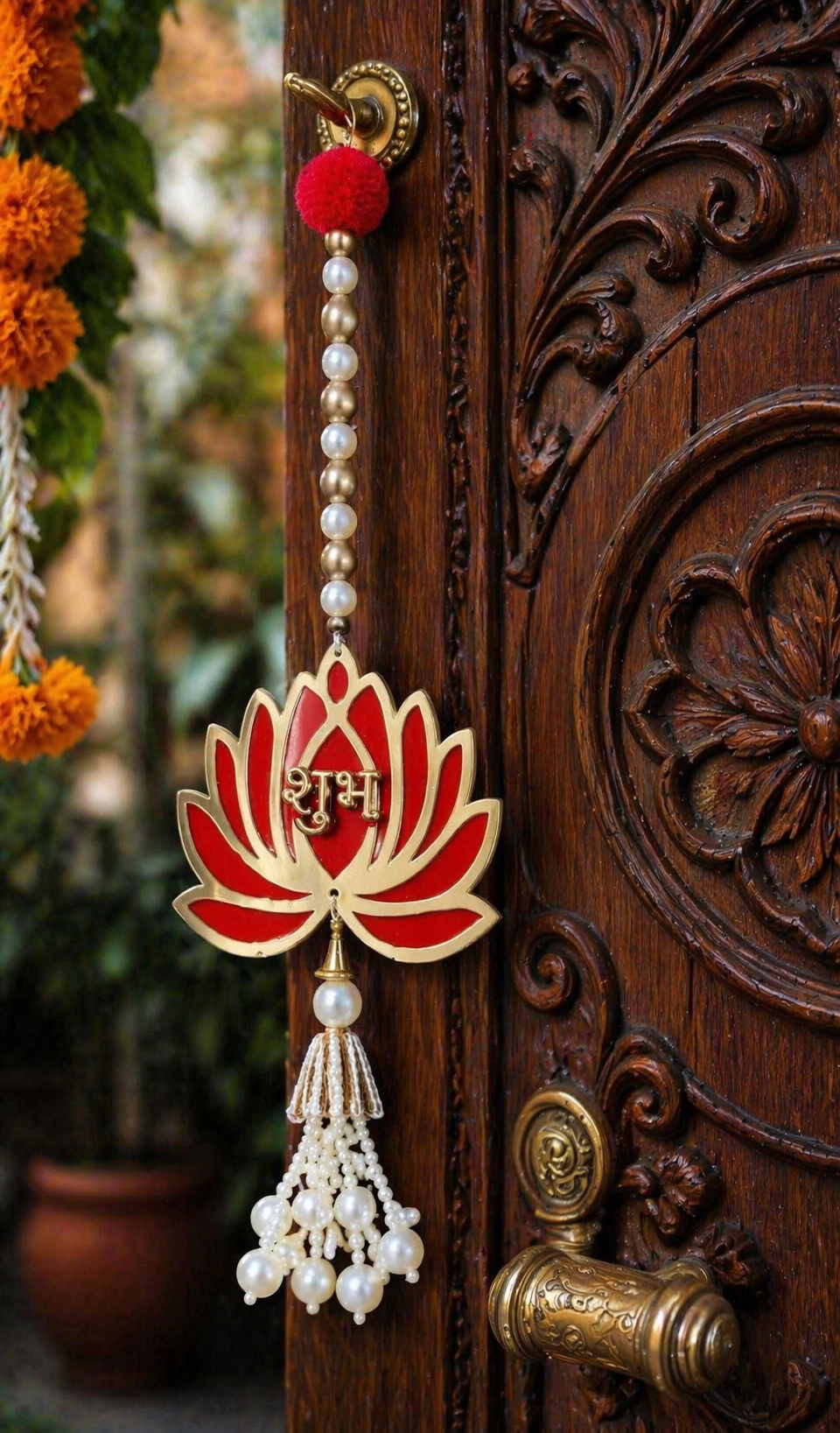 Nutts Lotus Hanging Stylish Wall Decor Enhances Aesthetic With Lotus Design Ideal For Bedroom And Living Room