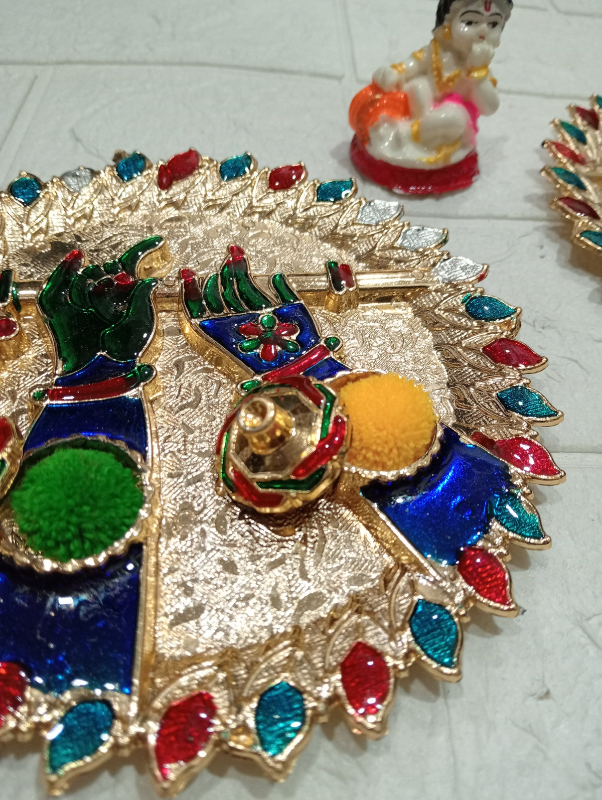 Nutts Decorative Pooja Traditional Bansuri Shaped Religious Festival Worship Elegant Mandir Puja Essentials Diwali Navratri Wedding Home Decor Sacred (PoojaP37-2)
