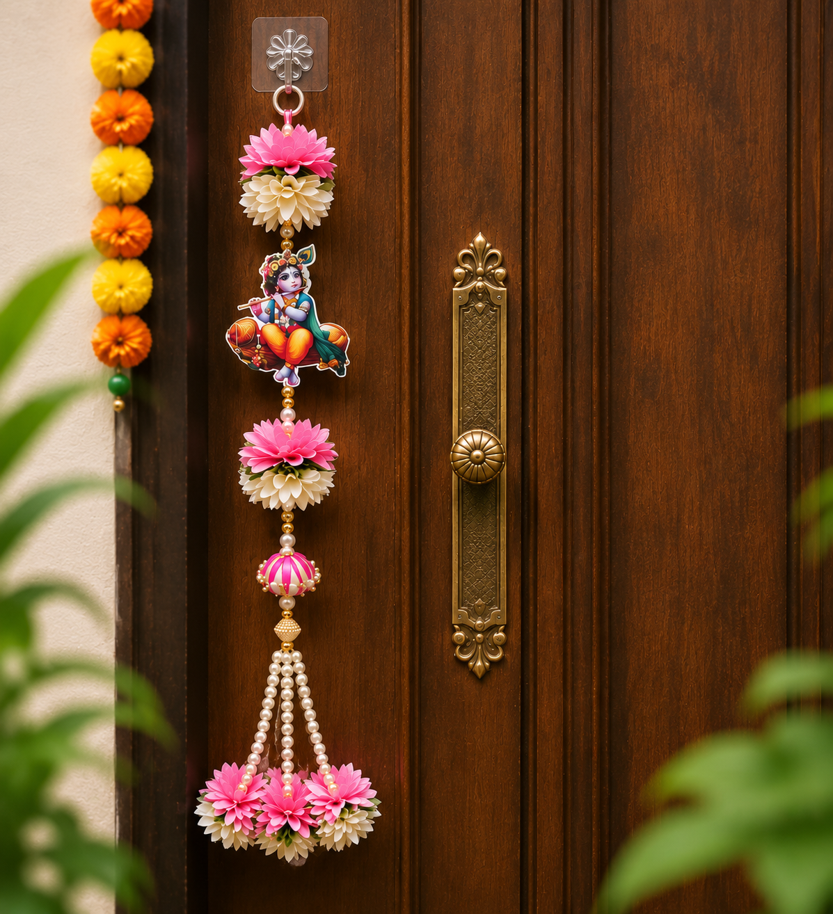 Nutts Decorative Handmade Traditional Small Hanging for Decoration Multicolour Hanging Shubh-Labh Toran for Festive Decor Pack of 4 (SMALL64)