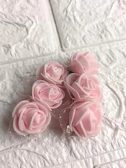 Nutts Pink Rose Flower Hair Clip/Brooch Vintage (Large 6 color rose) | Stylish hair pins for women/girls/babies. (Design 9, Pack Of 12)