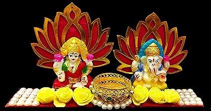 Sellplus Divine Lakshmi Ganesh Decorative Tealight Holders Bring Prosperity Positive Energy and Festive Elegance to Every Celebration Pack of 1 (Tealight-380)