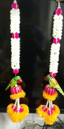 Nutts Handcrafted Traditional Mogra Hanging | Decorative Mogra Beads and Florel Hanging for Home Decoration | Toran for Main Door Entrance and Welcoming Area (MOGRAH59)