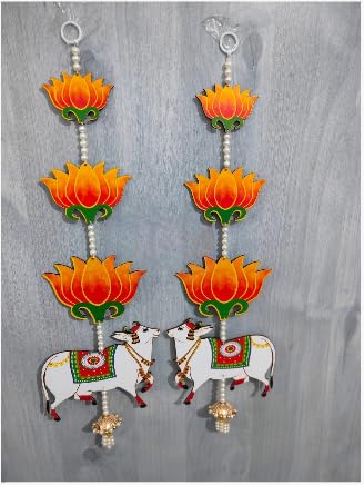 Nutts Handmade Decorative Multicolour Hanging | Traditional Lotus Hanging | Mogra Paper Gajra Hangng (Lotus 50)
