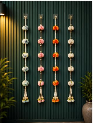 Nutts Handmade Decorative Paper Gajra Hanging | Flower Hanging for Home and Office Decor | Mogra Toran for Decoration (FlowerH35)