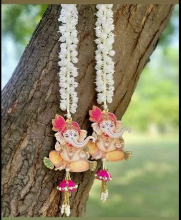 Nutts Handcrafted Traditional Mogra Hanging | Decorative Mogra Beads and Florel Hanging for Home Decoration | Toran for Main Door Entrance and Welcoming Area (MOGRAH60)