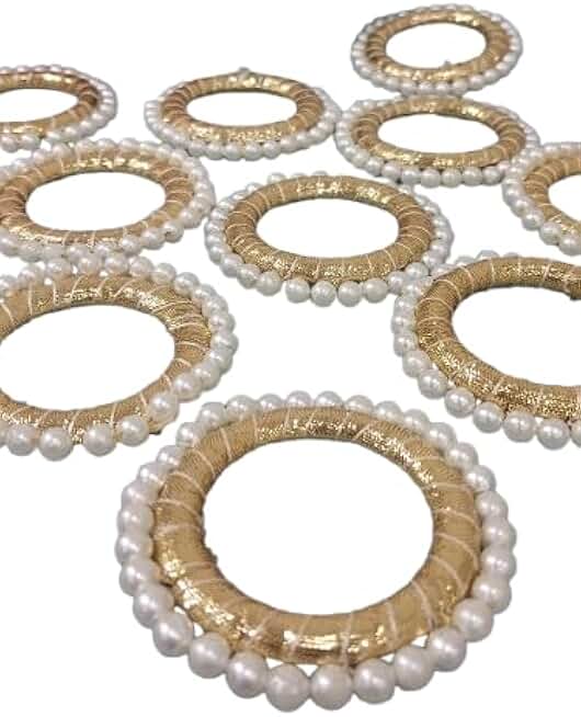 Decorated Golden Gota Moti Chudi Ring for Art & Craft | Home Décor | Handmade Craft Ring | Thali Decoration & Festival Craft Work (Pack Of 15) (RM-Chudi30)