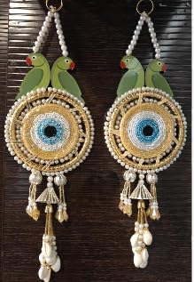 Nutts Handmade Decorative Evil Eye Patch Parrot Moti Chudi Hanging for Decoration (EvilEyeH-02-4)