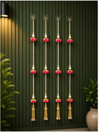 Nutts Handmade Decorative Paper Gajra Hanging | Flower Hanging for Home and Office Decor | Mogra Toran for Decoration (FlowerH36)