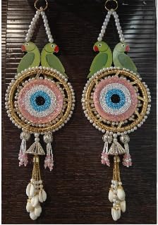 Nutts Handmade Evil Eye Latkan Hanging Twin Parrot Moti Chudi Hanging(EvilEyeH-02-1)
