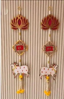 Nutts Handmade MDF Lotus Festival Hanging Decor | Traditional Decorative Hanging for Home Temple Festival Decoration Wall Hanging (Lotus 191)