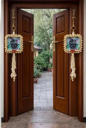 Nutts Shri Nath Ji Hanging for Car Home Temple Decor Handmade Beaded Wall Hanging Lord Shri Nath Ji Decorative Latkan for Festive and Spiritual Decoration Pack of 2 | SMALL11
