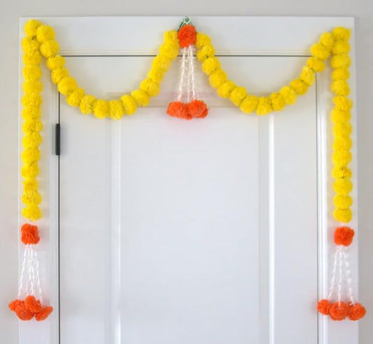 Sellplus Handmade Genda Rajnigandha Bandhanwar Traditional Floral Door Hanging for Home Temple Wedding Festival Entrance Decoration Reusable Decorative Toran (BDHW92)