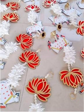 Nutts Handmade Decorative Multicolour Traditional Lotus Hanging for Decoration | Lotus Hanging for Diwali and Festive Decoration (Lotus 135)