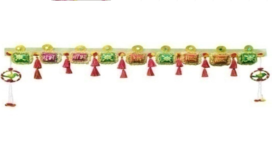 Sellplus Handmade Bandhanwar Decorative | Traditional Handmade Bandhanwar Door Hanging with Beads | Tassels for Home Temple Decor (Pack of 1) (BDHW521)
