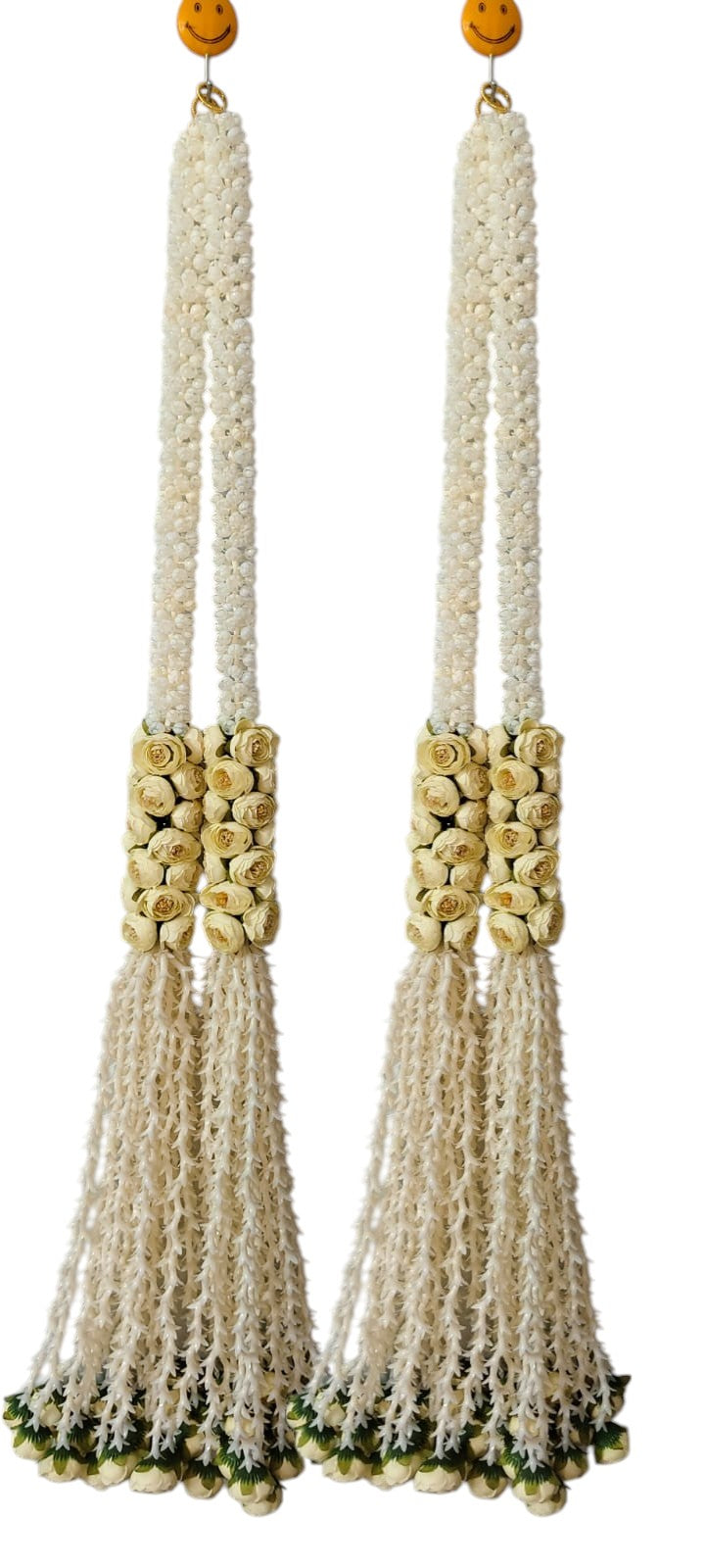 NUTTS Decorative Mogra with Peony Guchha Hanging | Home Decor & Gifting | Handmade Toran Door Hanging | Hanging for Main Door (Design 10) (Pack of 4)(MOGRAH15-1)