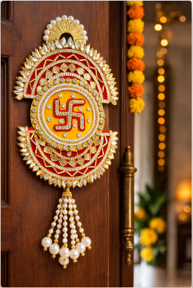 Nutts Decorative Satiya Patra Latkan Wall Hanging | Home Decor & Gifting | Handmade Toran Door Hanging | Hanging for Main Door (Pack of 2)
